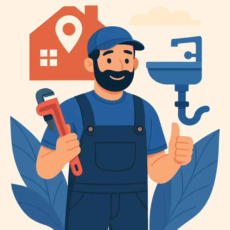 Illustration of a friendly electrician interacting with a local customer in a residential neighborhood, symbolizing trust and community connection.